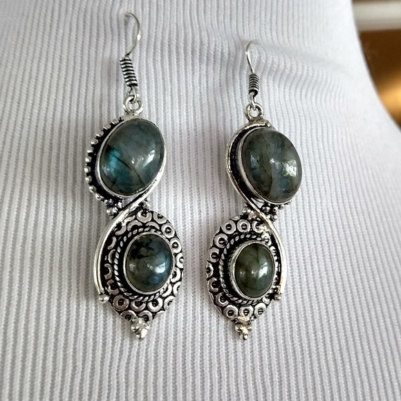 Jewelry - Just beautiful labradorite stamped 925 earrings Jewelry - Just beautiful labradorite stamped 925 earrings